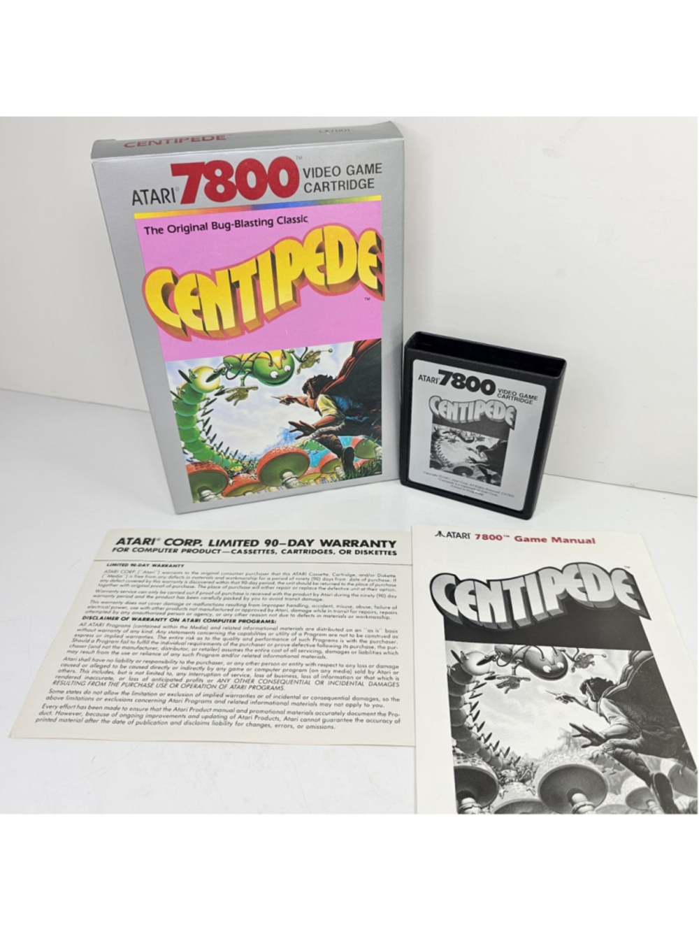 Vintage 1987 Atari 7800 Centipede CX7801 Box Manual Warranty Cartridge